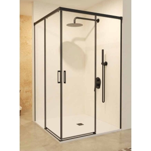 SBX_Imex Mampara de ducha angular Stylo 2F+2C apertura vértice Negra