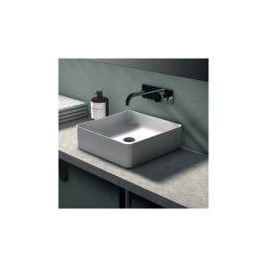 Lavabo de cerámica sobre encimera Satet Blanco Brillo Sin Rebosadero 36.5 x 36.5 cm