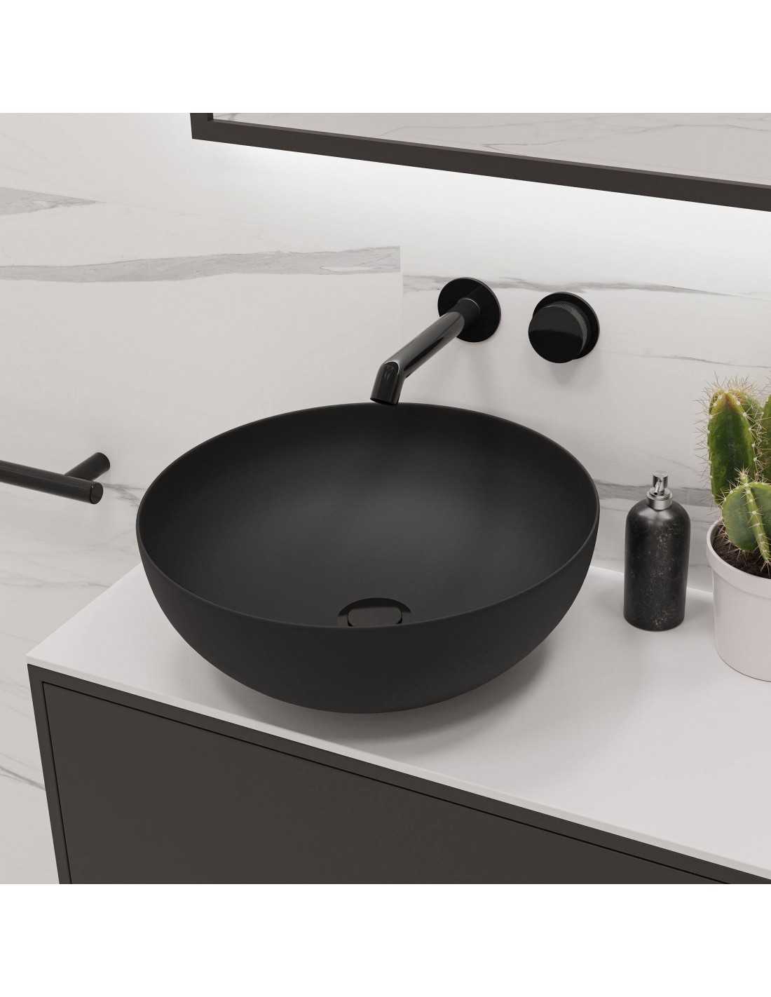 lavabo-porcelana-bol-negro-mate-sin-rebosadero-o40 Lavabo sobre encimera 40ø Negro Mate Bol ArtandBath