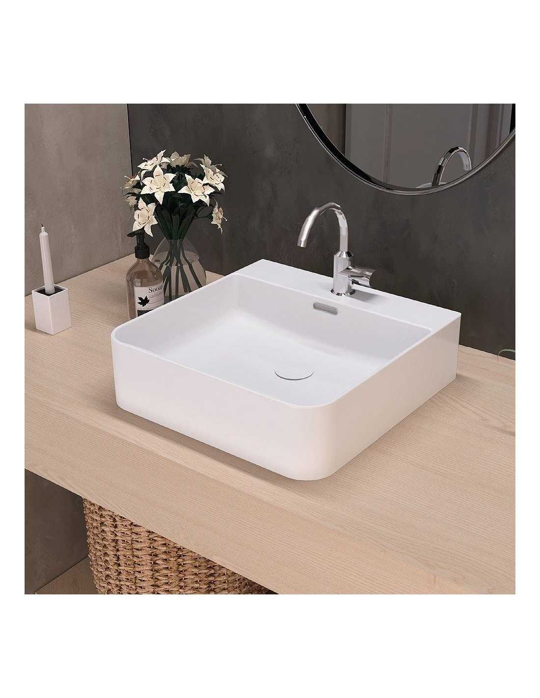 lavabo-porcelana-eume-blanco-brillo-con-rebosadero-42x42-cm Lavabo Porcelana Eume Blanco Brillo Con Rebosadero 42×42 cm