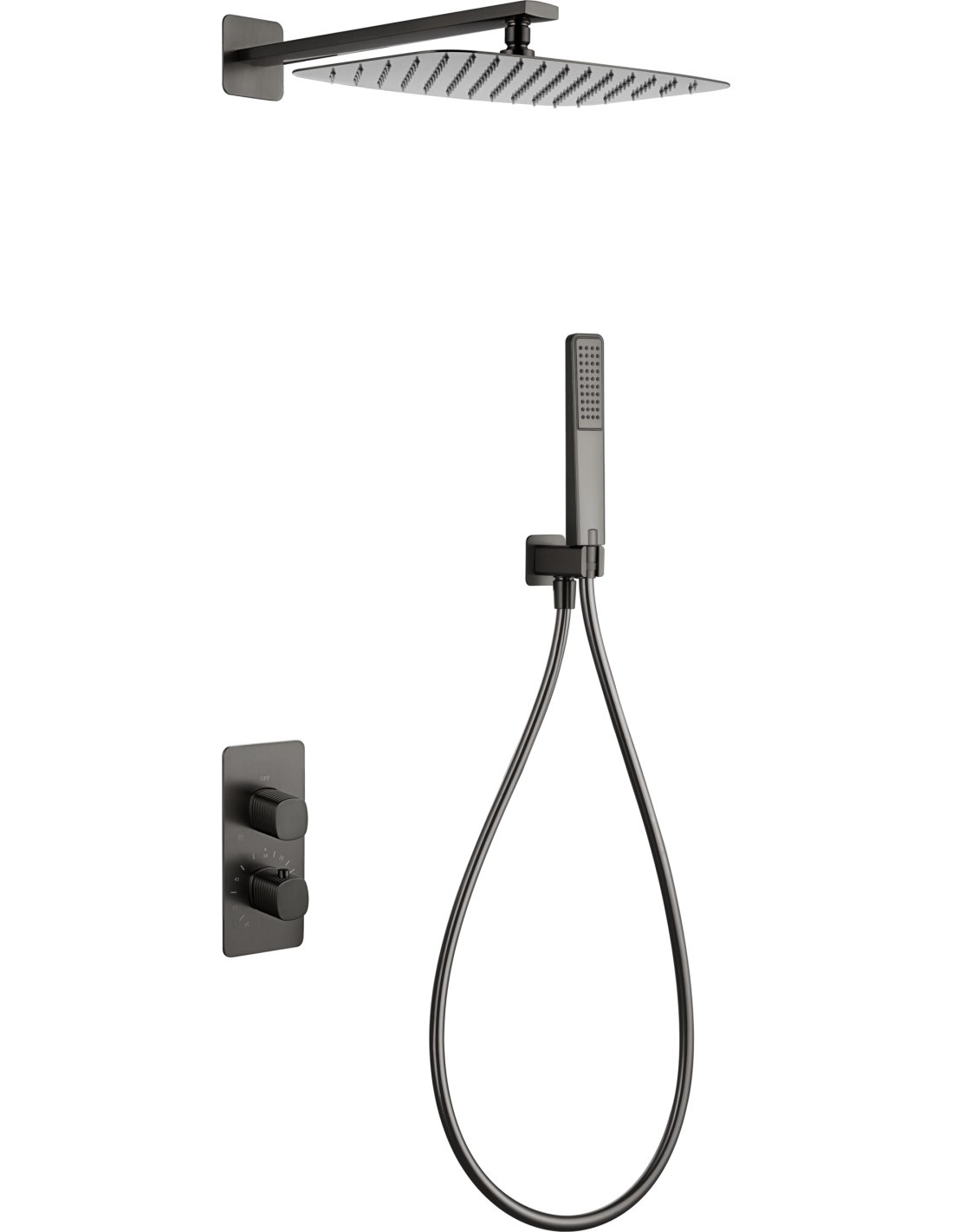 CONJUNTO DUCHA TERMOSTÁTICO EMPOTRADO FIRENZE BLACK GUN METAL GTF065/BGM CONJUNTO DUCHA TERMOSTÁTICO EMPOTRADO FIRENZE BLACK GUN METAL GTF065/BGM - Imagen 1